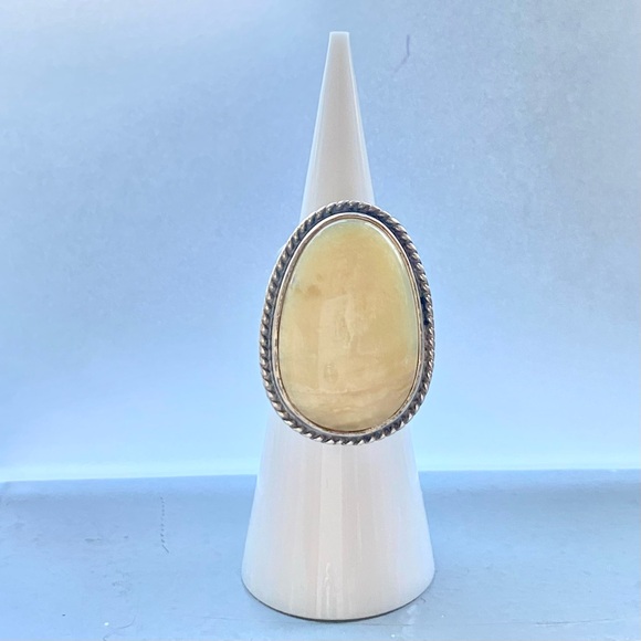 Jay King Jewelry - Jay King Sterling .925 Silver Ring Egg Yolk Yellow Amber Size 5.75 Signed *RARE